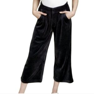 Juicy Couture Y2K  Velour Cropped Wide Leg Trouser Size Large in black